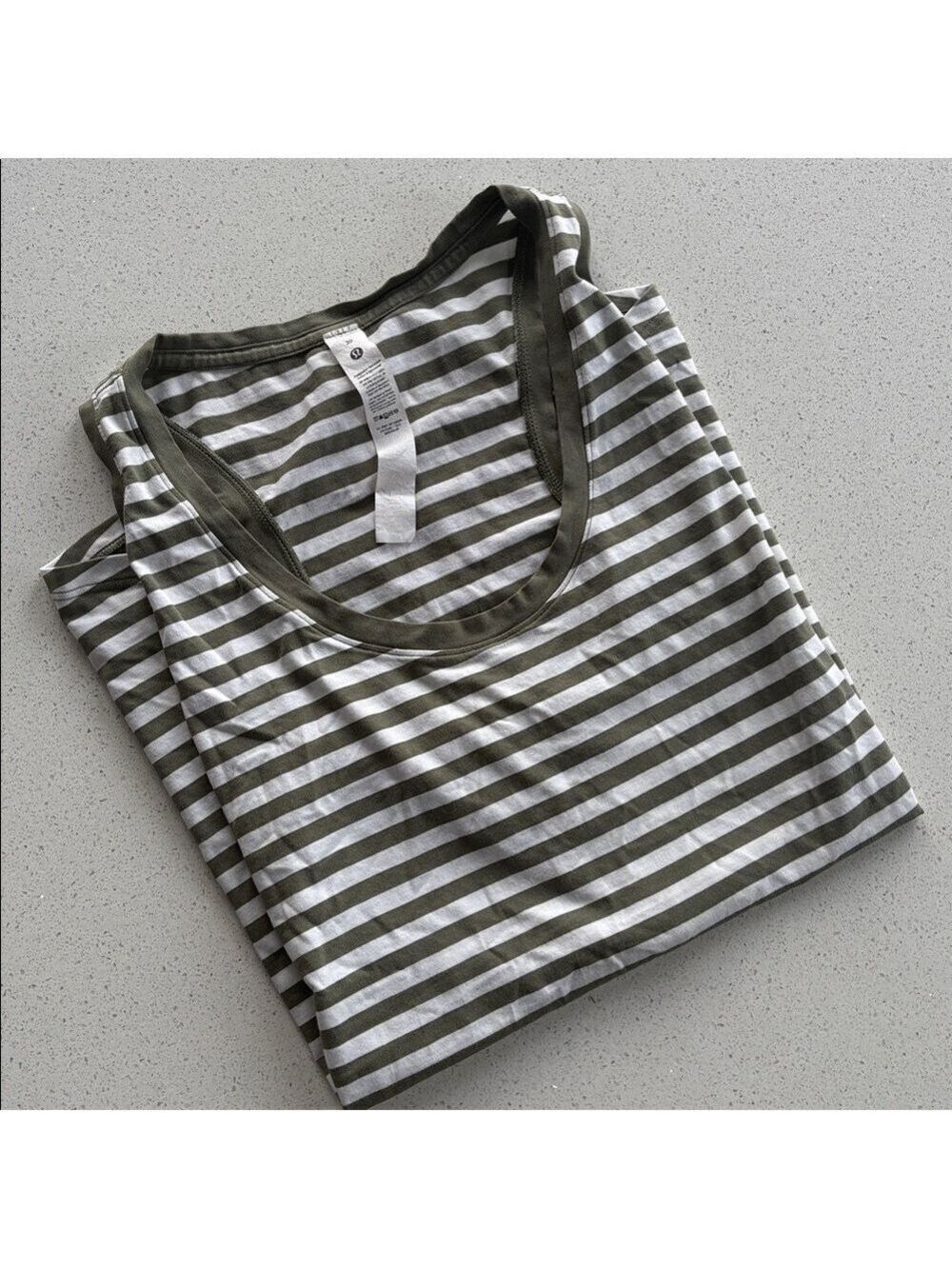 Lululemon Athletica Olive and White Striped Tank Top